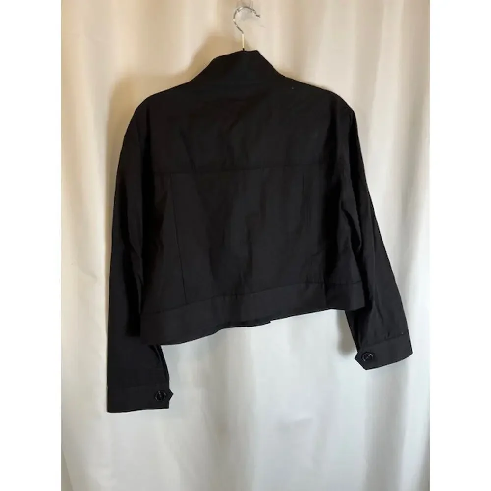 Vince Camuto Button Front Cropped Jacket Women's Black M MSRP $139 - Picture 3 of 9